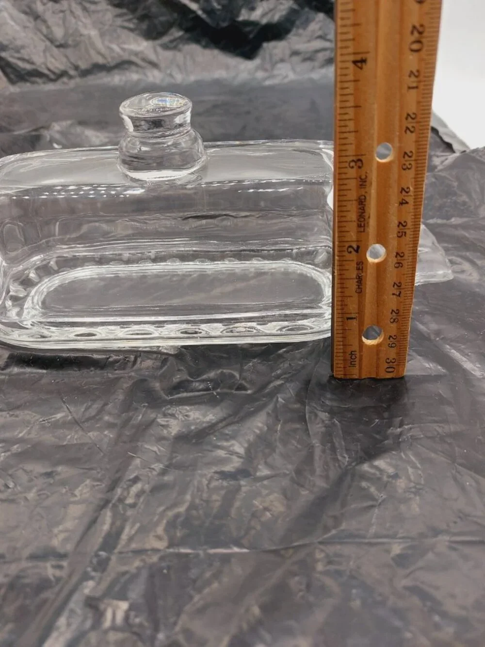 Glass Butter Dish with Lid for Countertop Clear Crystal Classic